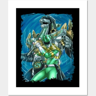 Green Power Ranger and Dragonzord Posters and Art